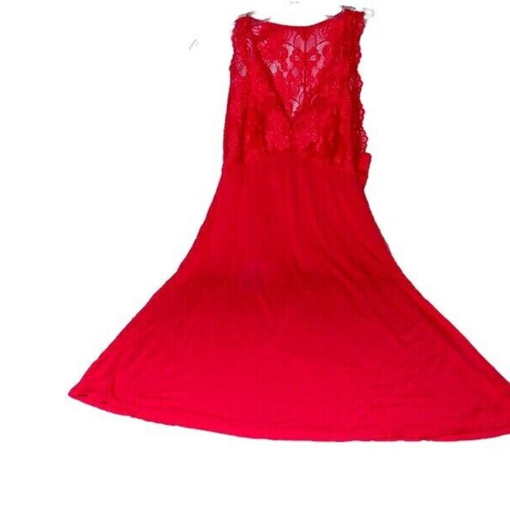 VTG Pink Fuchsia Lace Bodice Nightgown Lingerie Sl